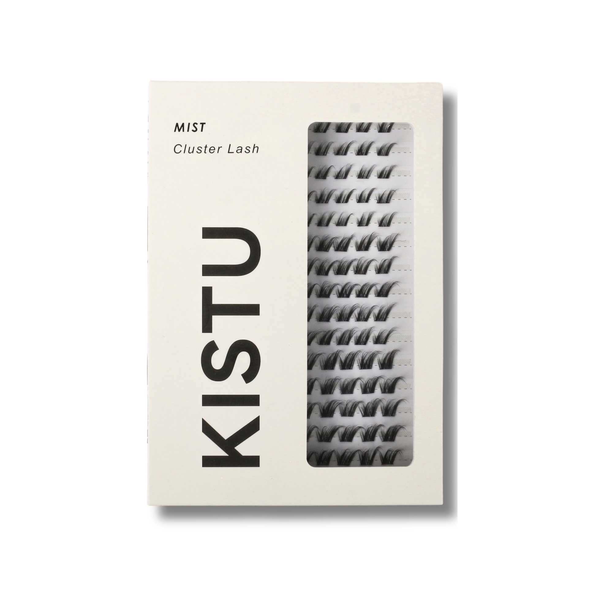 KISTU Mist cluster lashes, lifted elongated cat-eye mapping